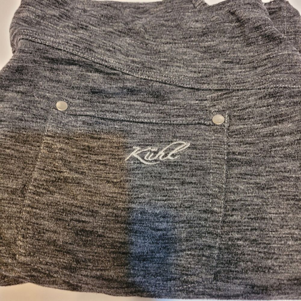 KHUL Crop Pants Women Heathered Gray Knit Stretch Size 10 *altered/see descr*